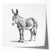 Donkey-themed wall art design featuring a vibrant, glossy print showcasing a whimsical animal illustration. Ideal for animal lovers and home decor enthusiasts.