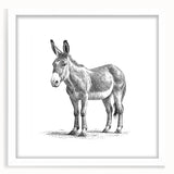 Framed wall art featuring a whimsical donkey design, set against a white mat, ideal for adding a playful touch to home decor. Perfect for animal lovers and kids' rooms.