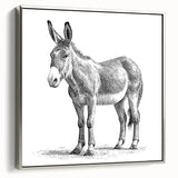 Framed wall art featuring a silver donkey design from the 'Animals: A Wild Life' collection, showcasing intricate details and a modern aesthetic, perfect for animal lovers and home decor.