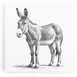 Stretched canvas wall art featuring a whimsical donkey design in vibrant colors, showcasing intricate details and textures, perfect for animal lovers' decor.