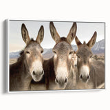Framed wall art featuring a side view of a donkey design in a minimalist style, set against a white background, perfect for animal lovers and modern decor enthusiasts.