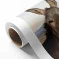 Rolled canvas showcasing a whimsical donkey design in a vibrant, colorful style, perfect for animal lovers and home decor enthusiasts. Ideal for adding a playful touch to any room.