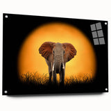 Acrylic wall art depicting a majestic elephant in profile, showcasing intricate details and vibrant colors, perfect for wildlife enthusiasts and home decor.