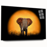 Acrylic wall art featuring a majestic elephant design, showcasing intricate details and vibrant colors, ideal for wildlife enthusiasts, set against a clean background.