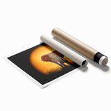 Elephant-themed wall art print featuring a vibrant design showcasing a majestic elephant against a colorful abstract background, ideal for home decor.