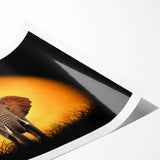 Elegant rolled canvas print showcasing a vibrant African elephant design, featuring intricate details and earthy colors, perfect for wildlife art enthusiasts.