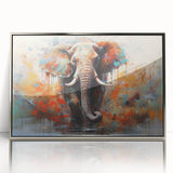 Framed acrylic wall art showcasing a majestic elephant design in silver tones, ideal for animal lovers and home decor enthusiasts, enhancing any space with its rich detail.