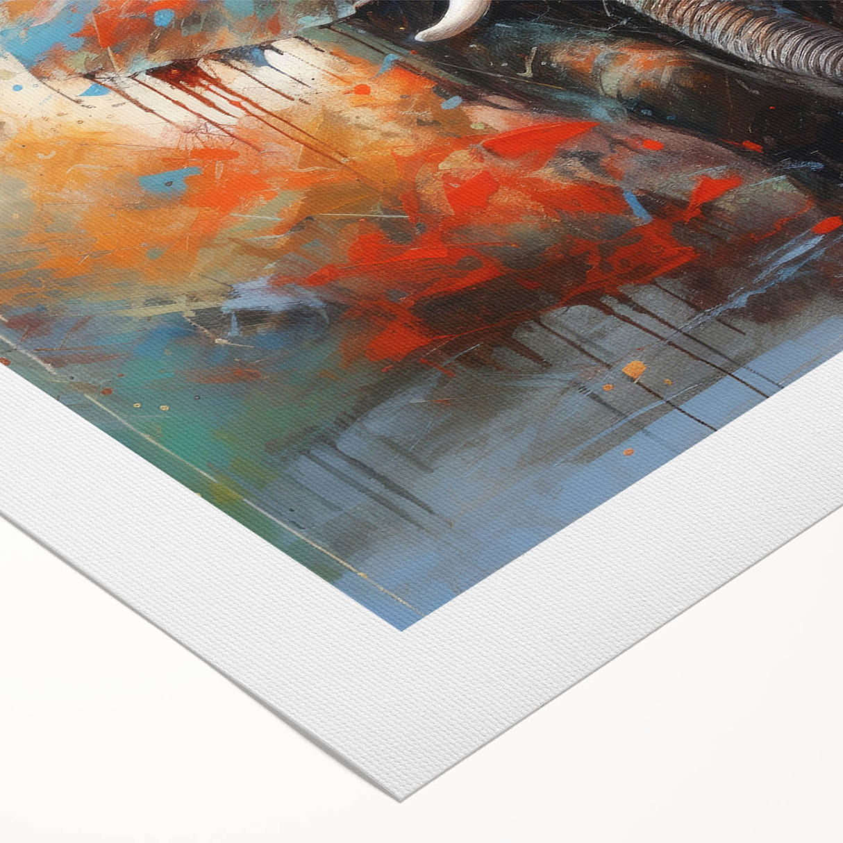 Elephant-themed rolled canvas wall art showcasing a vibrant design of an African elephant surrounded by lush greenery, ideal for wildlife enthusiasts' decor.