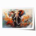 Elephant-themed wall art print featuring a vibrant, detailed illustration of an African elephant in a lush, natural setting, perfect for wildlife enthusiasts and home decor.