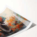 Stunning rolled canvas print featuring a vibrant elephant design, showcasing intricate details and vivid colors, perfect for enhancing any wildlife-themed decor.