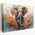 Stretched canvas wall art featuring a detailed side view of a majestic elephant, showcasing intricate textures and natural colors, perfect for wildlife enthusiasts.