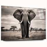 Elegant acrylic wall art showcasing a side view of a majestic elephant in a natural setting, highlighting intricate details and vibrant colors, perfect for wildlife enthusiasts.