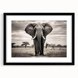 Black-framed wall art featuring a stunning elephant design, part of a wildlife collection, showcasing intricate details and vibrant colors, perfect for nature lovers.