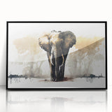 Framed wall art featuring a striking black and white elephant design, showcasing intricate details and textures, ideal for wildlife enthusiasts and modern decor.