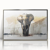 Framed wall art featuring a striking front view of an elephant design, showcased in a silver acrylic frame, perfect for wildlife enthusiasts and home decor.