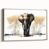 Framed wall art showcasing a majestic elephant in a gold-accented design, perfect for adding a touch of wildlife elegance to home decor. Ideal for animal lovers and nature enthusiasts.