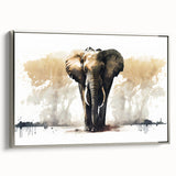 Framed wall art showcasing a side view of an elegant elephant design in silver tones, ideal for wildlife enthusiasts and home decor lovers. Perfect for adding a touch of nature-inspired elegance to any space.