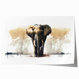 Elephant-themed wall art print showcasing a vibrant, colorful design inspired by wildlife, perfect for home decor or animal lovers, rolled for easy display.