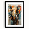 Framed wall art featuring a majestic elephant design in black and white, set against a sleek black mat, perfect for wildlife enthusiasts and modern decor.
