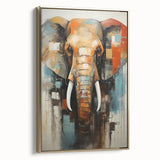 Framed canvas wall art showcasing a majestic elephant design in gold tones, perfect for animal lovers and home decor enthusiasts, adding elegance to any space.