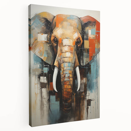 Stretched canvas wall art featuring a majestic side view of an African elephant against a muted background, perfect for wildlife decor enthusiasts.