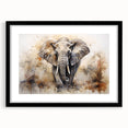 Black framed wall art showcasing a stunning elephant design from the "Animals A Wild Life" collection, featuring intricate details and a modern aesthetic, perfect for nature lovers.