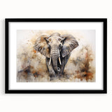 Black framed wall art showcasing a stunning elephant design from the "Animals A Wild Life" collection, featuring intricate details and a modern aesthetic, perfect for nature lovers.