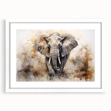 Framed wall art collection featuring a majestic elephant design in a minimalist style, set against a white mat, ideal for nature enthusiasts and home decor.
