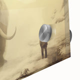 Close-up of an acrylic glass wall art piece featuring a beautifully detailed elephant design, showcasing intricate textures and vibrant colors, perfect for wildlife enthusiasts.