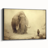 Framed canvas wall art showcasing a side view of an African elephant, featuring intricate details and a vibrant color palette, perfect for wildlife enthusiasts.