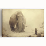 Stretched canvas wall art showcasing a vibrant, front-view design of an elephant in a natural setting, perfect for wildlife enthusiasts and home decor.
