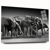 Acrylic wall art displaying a side view of an elephant in a lush green landscape, featuring vibrant colors and intricate details, perfect for wildlife enthusiasts.
