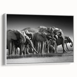 Framed wall art featuring a side view of a majestic elephant in a vibrant, colorful design, perfect for wildlife enthusiasts and home decor. This canvas adds a touch of nature-inspired elegance to any room.