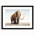 Framed wall art featuring a stunning elephant design in black and white, surrounded by a sleek black mat, ideal for wildlife enthusiasts and modern decor.