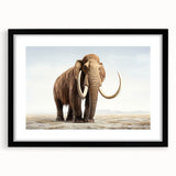 Framed wall art featuring a stunning elephant design in black and white, surrounded by a sleek black mat, ideal for wildlife enthusiasts and modern decor.