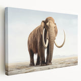 Stretched canvas wall art showcasing a majestic side view of an African elephant, highlighted by intricate details and natural earth tones, ideal for wildlife enthusiasts.
