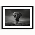 Framed wall art showcasing a stunning black and white elephant design, perfect for wildlife enthusiasts, enhancing modern decor with a sleek mat finish.