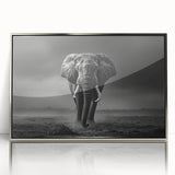 Framed wall art showcasing a stunning elephant design in a silver-acrylic finish, perfect for adding an elegant touch to wildlife-themed decor.