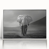 Framed wall art featuring a stunning African elephant design, showcasing intricate details and vibrant colors against a white background, perfect for wildlife enthusiasts.
