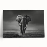 Stretched canvas wall art showcasing a vibrant elephant design in earthy tones, ideal for adding a touch of wildlife decor to any room. Perfect for animal lovers.