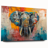 Elegant wall art depicting a side view of a majestic elephant in a natural setting, featuring vibrant colors and intricate details, ideal for animal lovers and home décor.