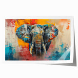 Elegant rolled print of a vibrant elephant wall art design, showcasing intricate details and rich colors, ideal for wildlife enthusiasts and home decor.