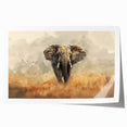 Elephant-themed wall art print showcasing a vibrant and detailed illustration of an African elephant, perfect for wildlife enthusiasts and home decor. Rolled for easy shipping and display.