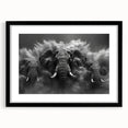Framed wall art featuring a striking black and white elephant design, showcasing intricate details and textures, perfect for wildlife lovers and home decor enthusiasts.