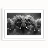 Framed wall art featuring a striking elephant design from the Animals A Wild Life collection, set against a white mat, ideal for nature-themed decor.