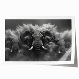 Elephant wall art design showcasing a vibrant, abstract representation of the majestic animal in a natural setting, perfect for wildlife enthusiasts and home decor.
