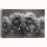 Vibrant stretched canvas wall art depicting an African elephant in a natural landscape, showcasing detailed textures and rich colors, perfect for wildlife enthusiasts.
