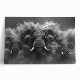 Stretched canvas wall art featuring a majestic elephant design, showcasing intricate details and vibrant colors, perfect for wildlife enthusiasts and home decor.