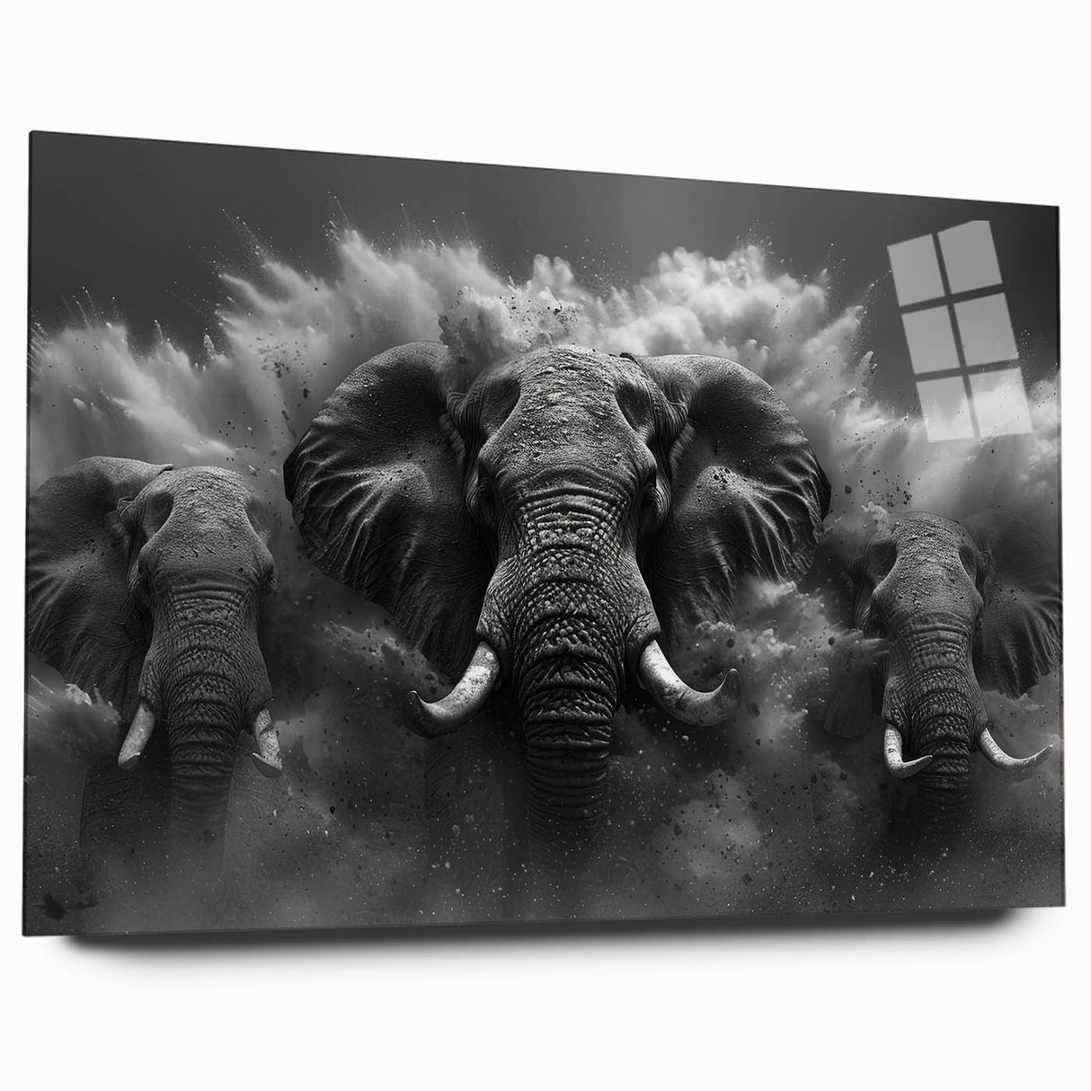 Acrylic wall art featuring a side view of a majestic elephant design, showcasing intricate details and natural colors, perfect for wildlife enthusiasts and home decor.