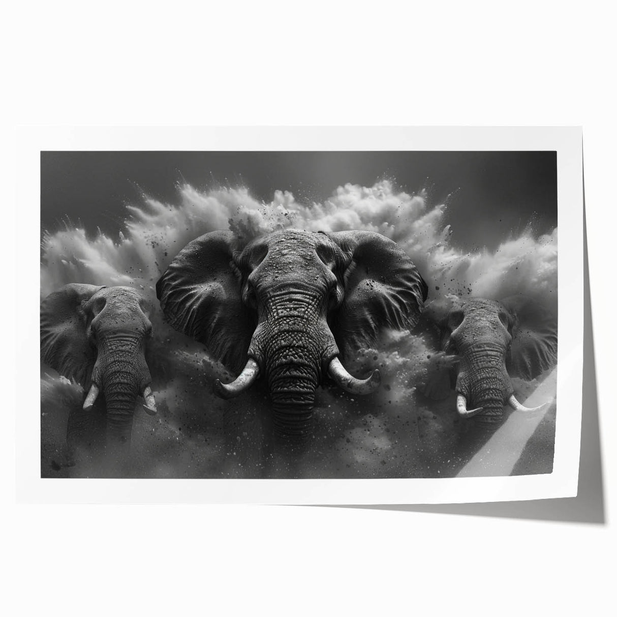 Elephant-themed wall art print showcasing intricate details and vibrant colors, rolled and ready for framing, perfect for adding a touch of wildlife decor to any space.